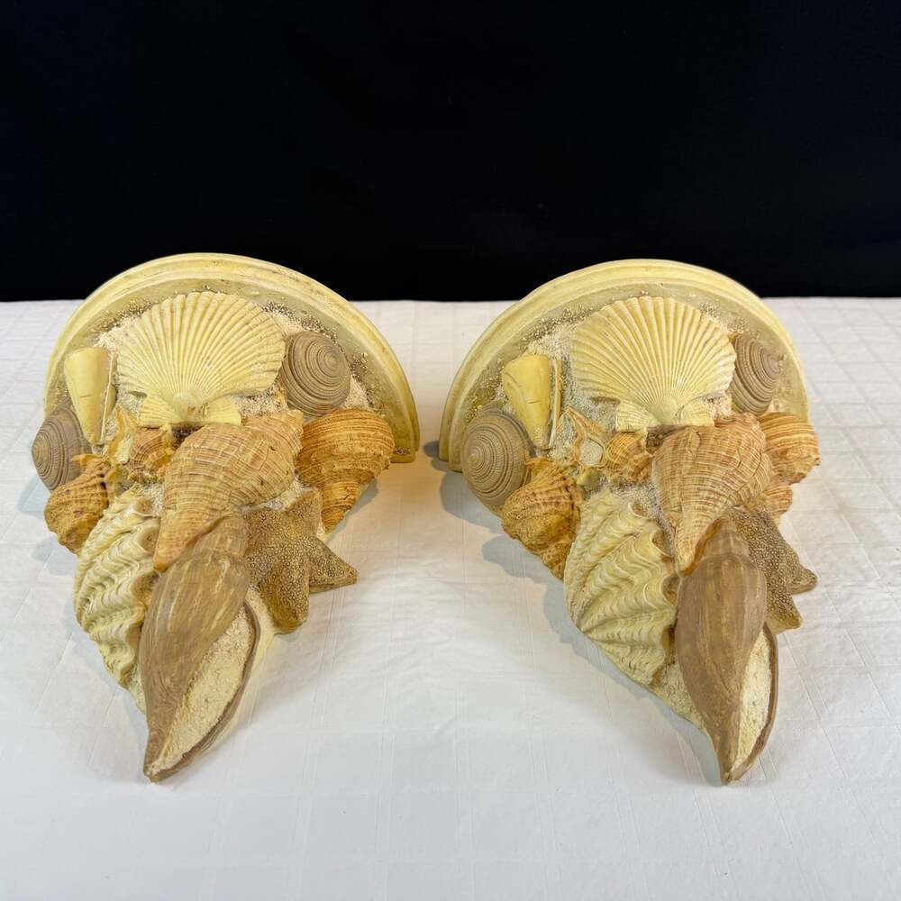 Coastal Seashell resin Wall Mounted shelves Set of 2 Beige/Brown * - Picture 6 of 12